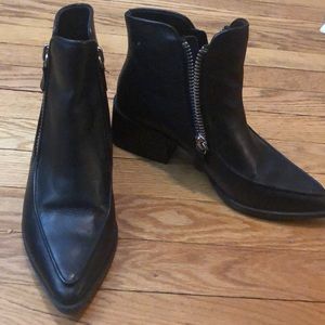 Zara leather ankle boot with zip detail